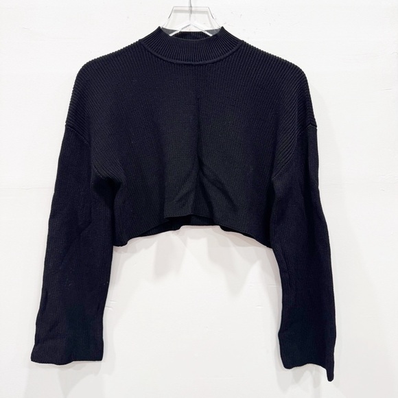 Aritzia Sweaters - Aritzia Wilfred Black Knit Crop Sweater High Neck Wide Sleeve Size 1